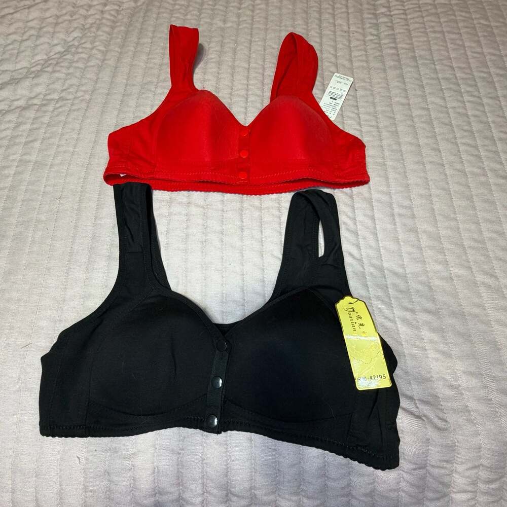 Front Closure Bra Wireless Comfort Bralette With Wide Straps 2-Piece Set